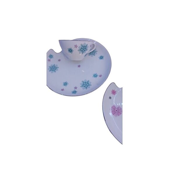 Snack Plates Shafford Japan VTG MCM Atomic Starburst Cup Snowflake Set - Picture 2 of 13